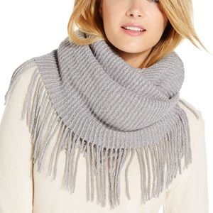 INC Infinity Silver Winter Fringe Scarf Wrap NWT